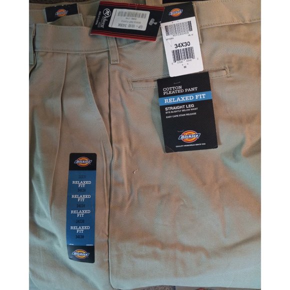 3 Pairs Dickies Men's Pleated Front Relaxed Fit - Picture 2 of 3